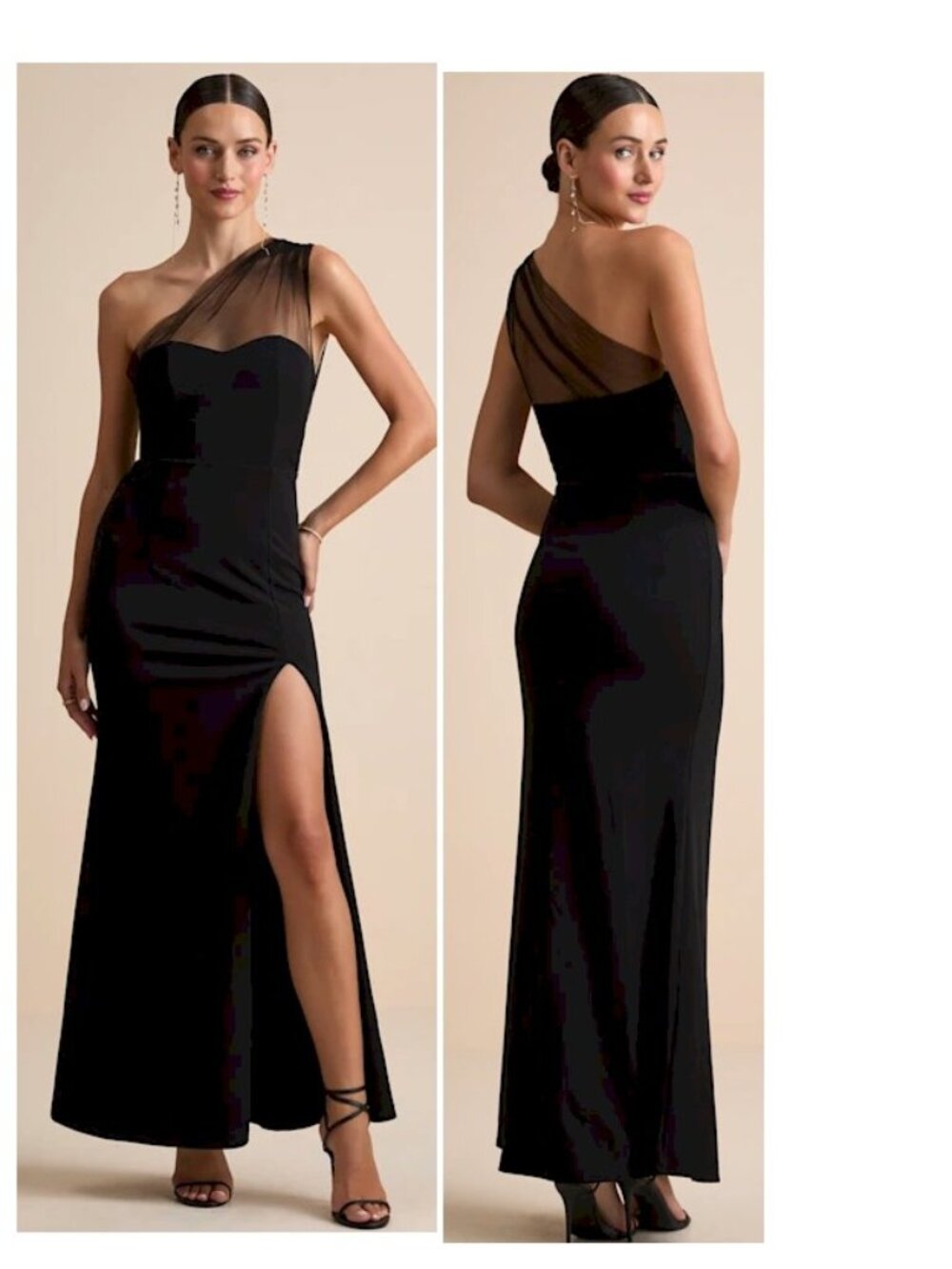 Lulus Brayla Black One-Shoulder Mermaid Maxi Dress Size Small New NWT